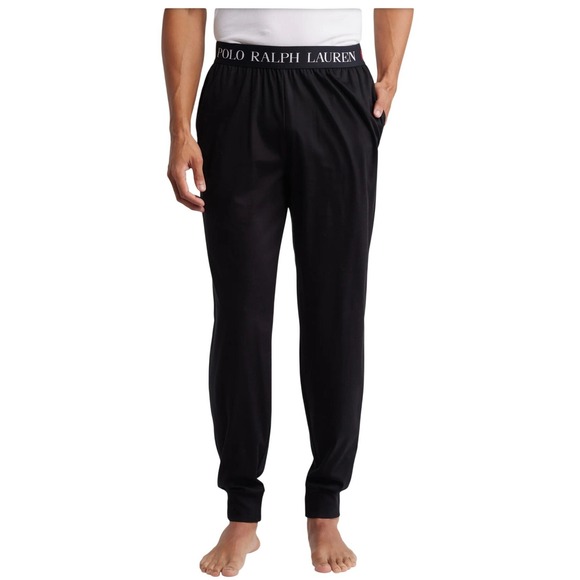 Polo Ralph Lauren Mens Black Jogger Sleep Pants Elastic Waist Logo Size S NEW